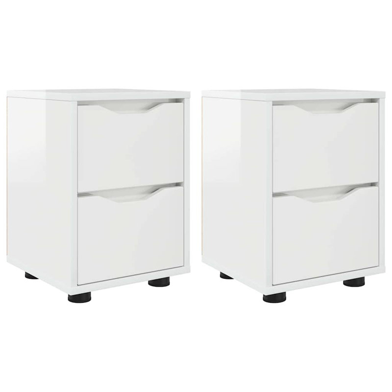 30.5cm W Manufactured Wood Bedside Table, High Gloss White