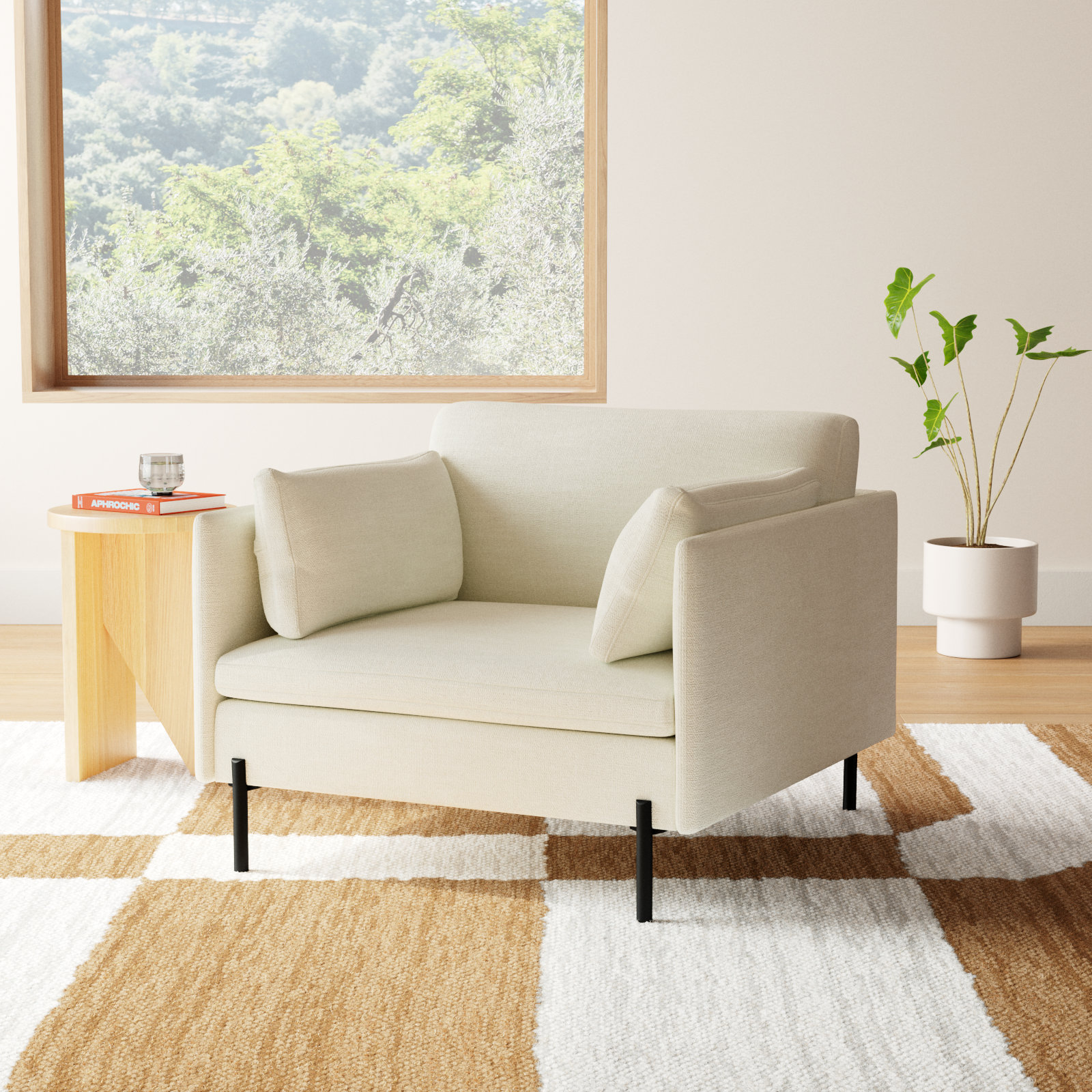 Moab Upholstered Armchair, Flanigan Cotton