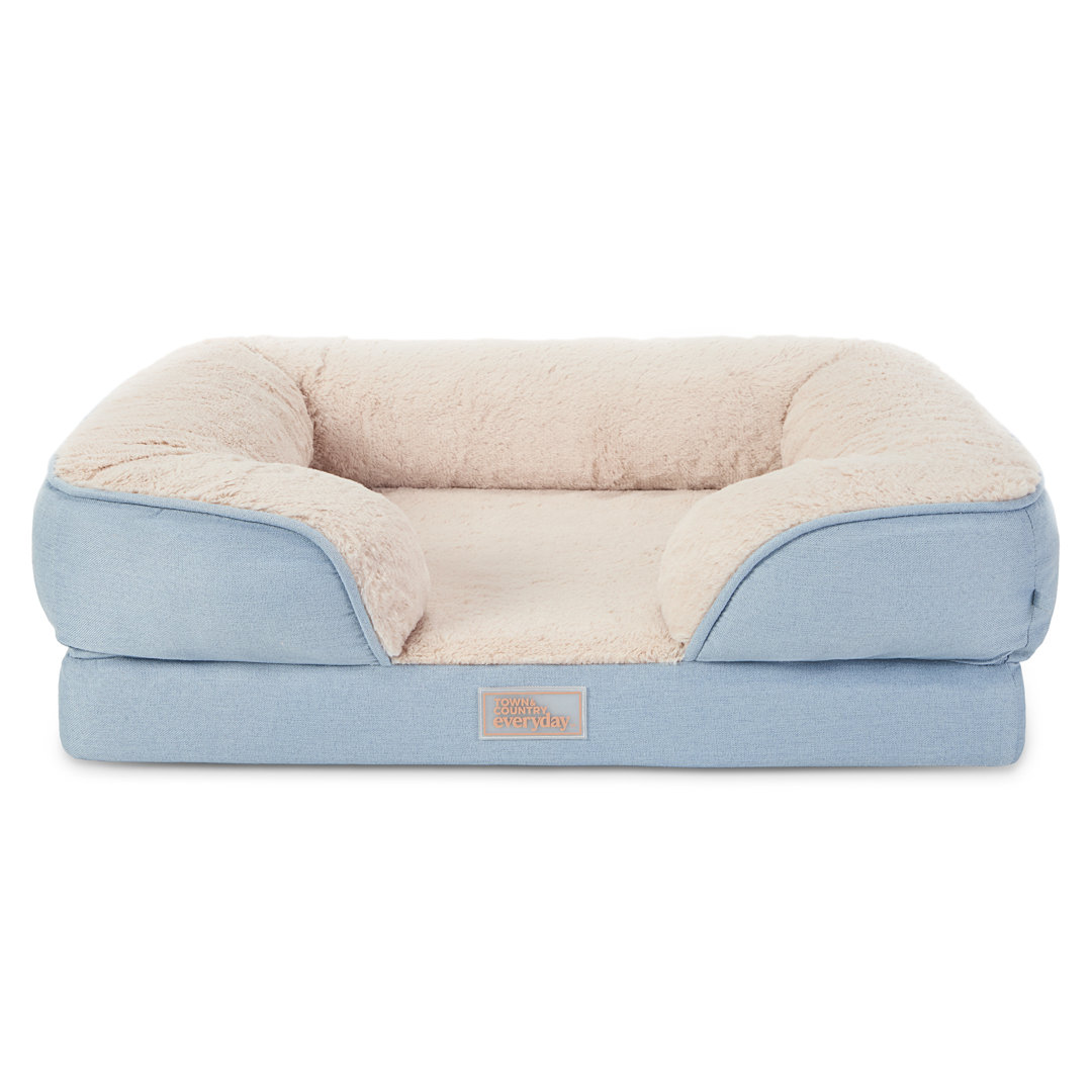 TOWN & COUNTRY EVERYDAY CuddleTown Comfy Solid Bolster Sofa Supportive Pet Bed for Large Dogs Town & Country Living 