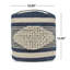 Repose-pieds cylindrique en tissu fabriqué à la main, blanc et bleu foncé | Idée de cadeau