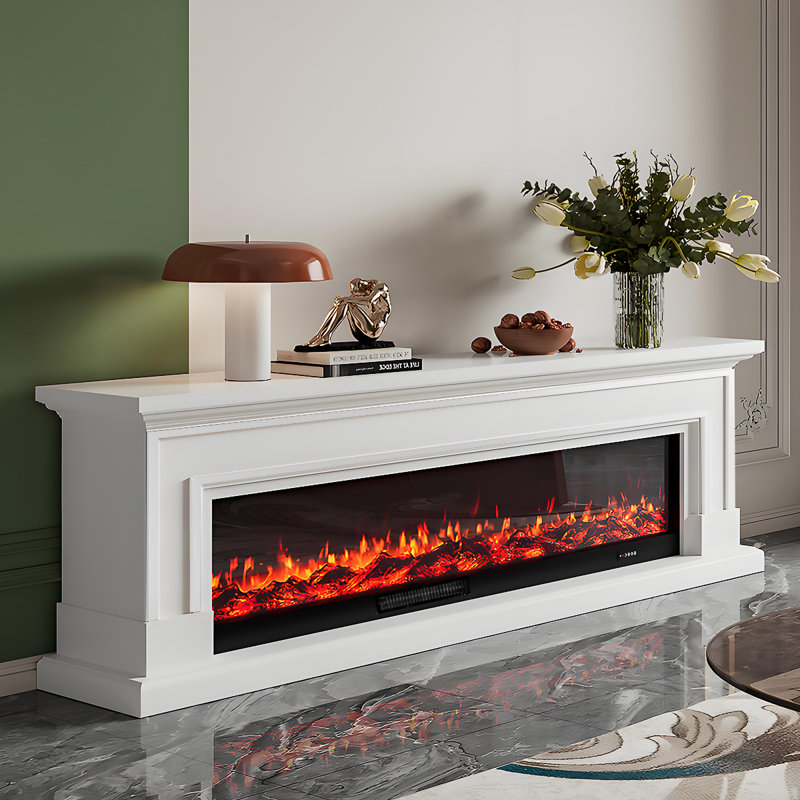 Meuble télé tout-en-un moderne et luxueux avec lumière noire et blanche optionnelle, 78.74"W, White