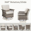 Ensemble de chaises berçantes pivotantes 2 pièces avec accoudoirs de 5 pouces et coussin épais, gris / beige