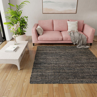 Tapis uni / rayé bleu nuit Durah