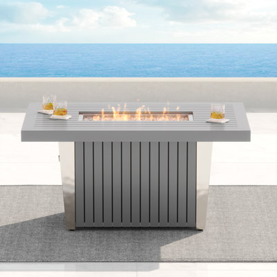 Aluminum Propane Outdoor Fire Pit Table with Hidden Fuel Tank Storage & Lid