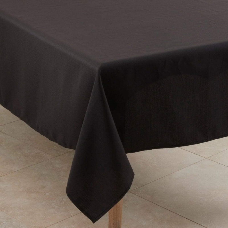 Daisylynn Rectangular Polyester Tablecloth, 156" L x 90" W, Black