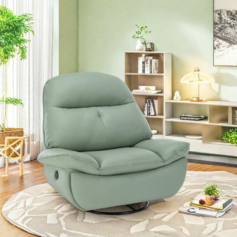 Surish Faux Leather Swivel Recliner, Green