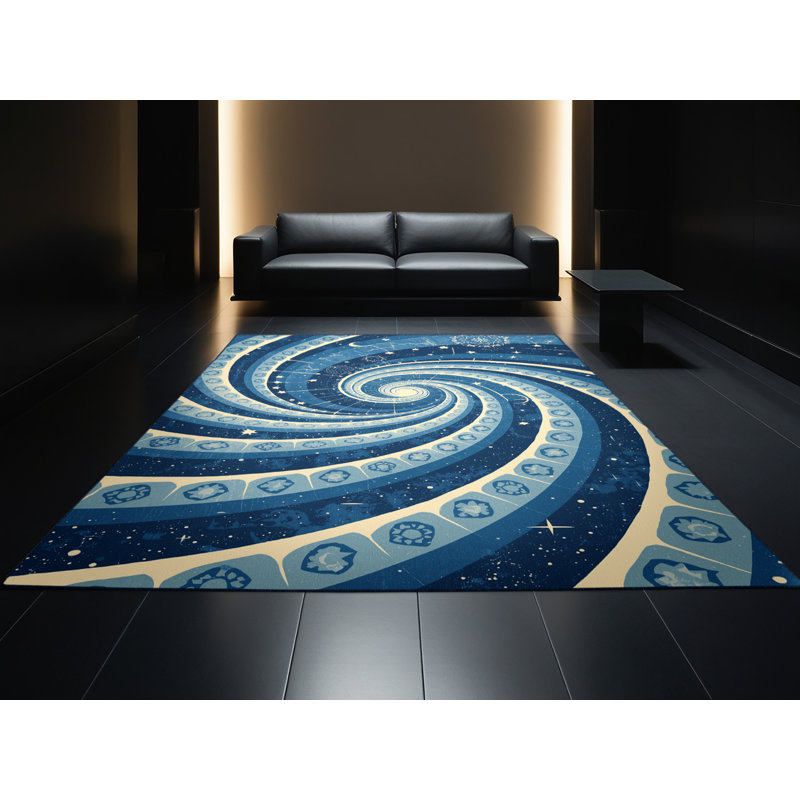 Tapis bleu moelleux doux et moelleux bleu, 8 x 10