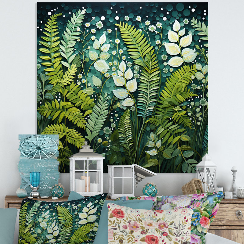 Ferns Plant Ethereal Whispers II - impression florale sur métal, H 16 po x l 16 po x P 1 po