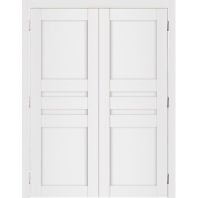 Stile 032 Pre-Hung Soft White Laminated Modern Interior Double Door