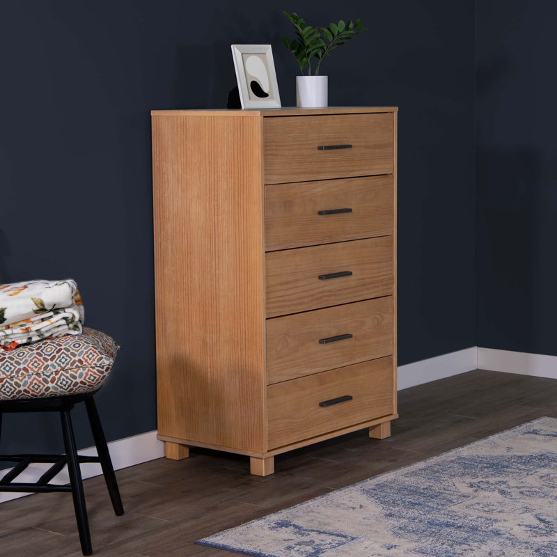 Loft Solid Wood 31.75'' W 5 - Drawer Dresser, Acacia