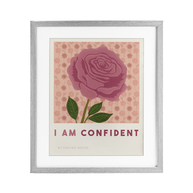 «Rose I Am Confident Affirmation», reproduction sous verre encadrée, design par Courtney Haley, H 16 po x l 13 po