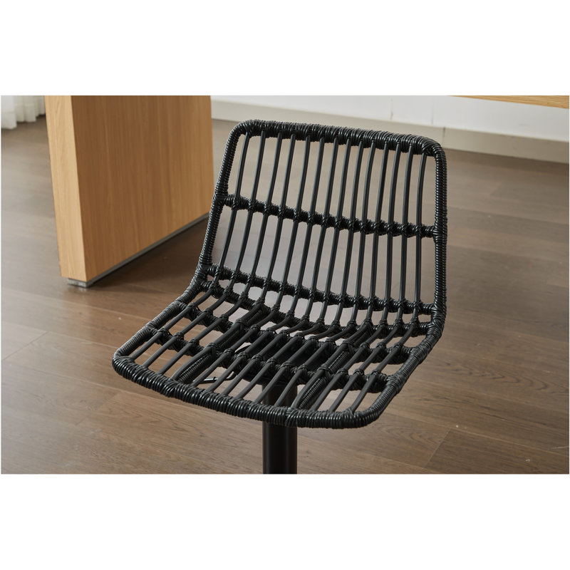 Set of 2 Rattan Bar Stool, 360 Swivel Bar Chair, Counter Height Chair with Footrest for Kitchen, Dining Room