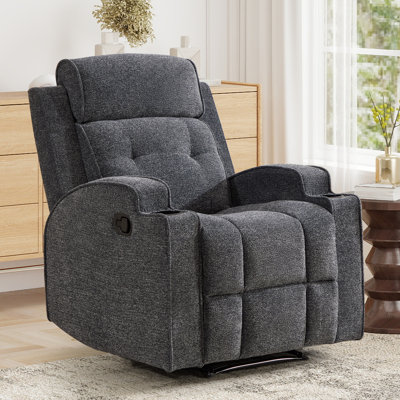 31.5'' Wide Manual Recliner Chair With Dual Cup Holders And Soft Microfiber Upholstery