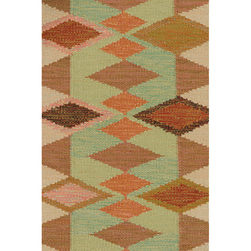 Scandinavian Hand Knotted Wool Geometric Area Rug, Rectangle 12' x 16'