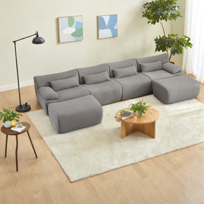 Canapés modulaires confortables en velours côtelé gris Modern Living