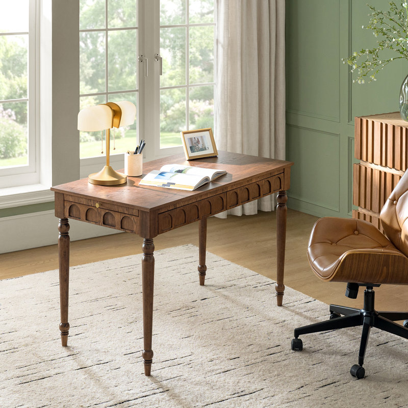 Bureau d'écriture avec tiroirs de rangement camouflage l 47,75 po Camilo, Noyer cacao