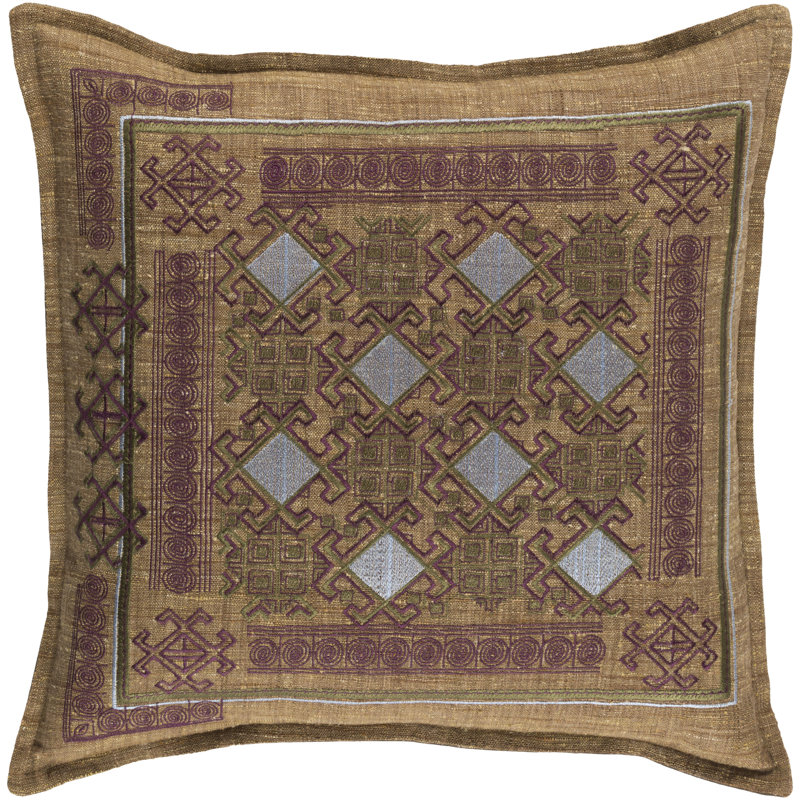 Litavka Surya Pillow Cover & Insert, No Fill, 20" H x 20" W x 0.25" D, Red