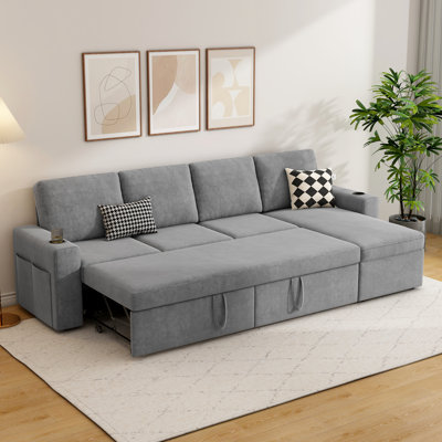 Canapé-lit rembourré en L avec chaise de rangement en L 100,5 po Hatuner