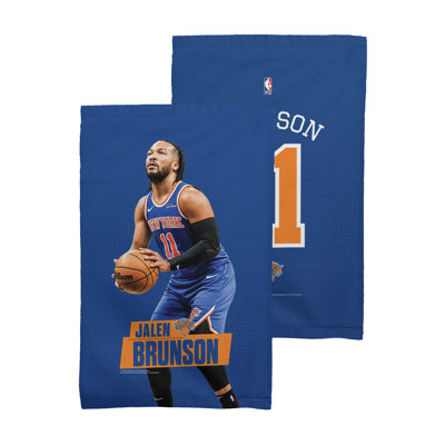 NBA New York Knicks, paquet de 2 serviettes de ventilateur Jalen Brunson, sous licence, ultra douce et absorbante, serviette de sport, 16 x 25 pouces