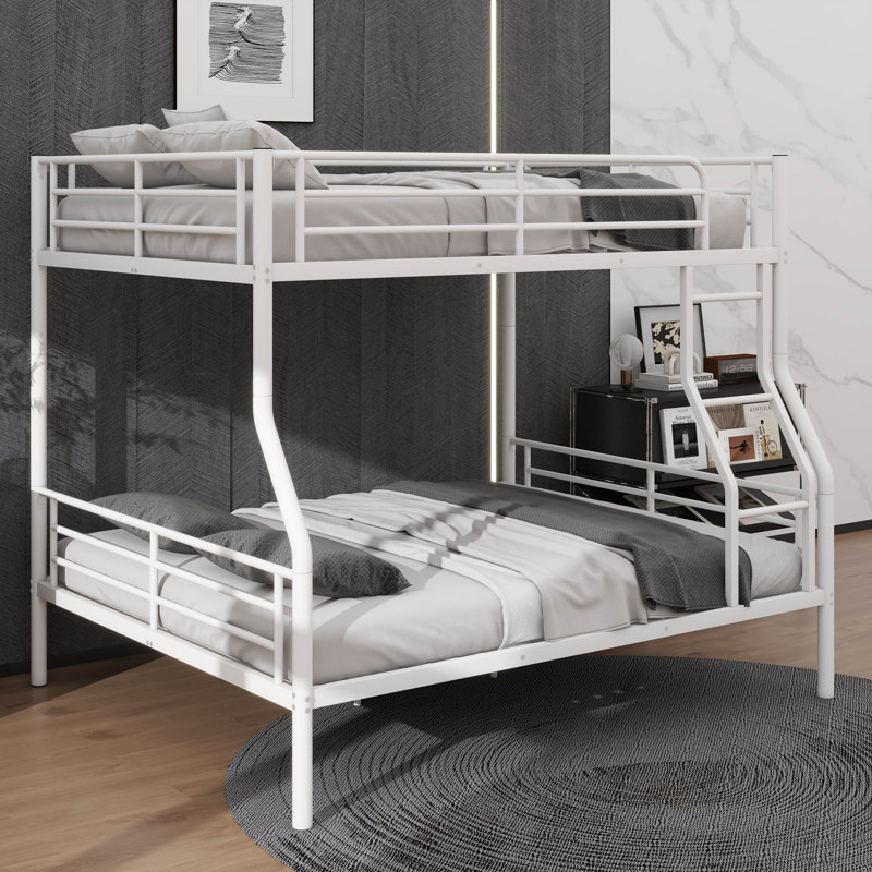 Full XL Over Queen Metal Bunk Bed, White