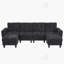 Canapé modulaire moderne en U de 115 po avec deux repose-pieds mobiles, ports USB et tables d'appoint pour le salon, noir-1385840436