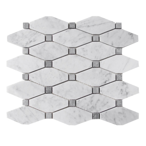11" x 12" Marble Octagon and Dot Mosaic Wall & Floor Tile