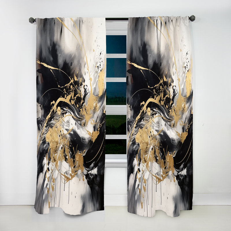 Elmhurst - Exploring The Depths Of Gold Marble II - Modern Curtain - Velvet Room Darkening - 1 panel, 52" W x 63" L