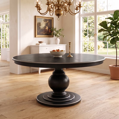 59.8" Round Solid Wood Dining Table