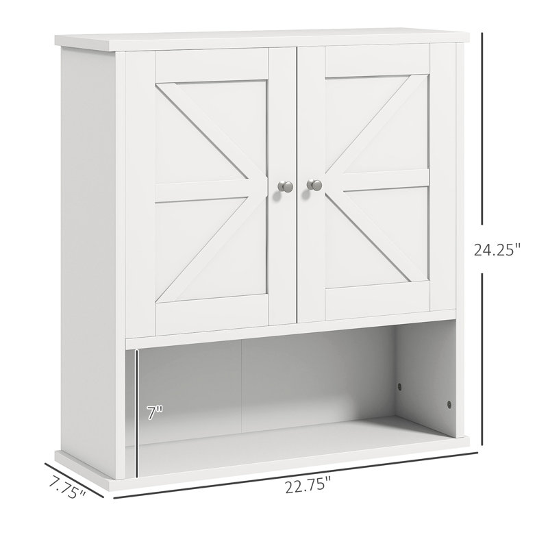 Armoire de salle de bain - murale, chic avec tablette spacieuse, unité de rangement blanche, structure de tablette réglable