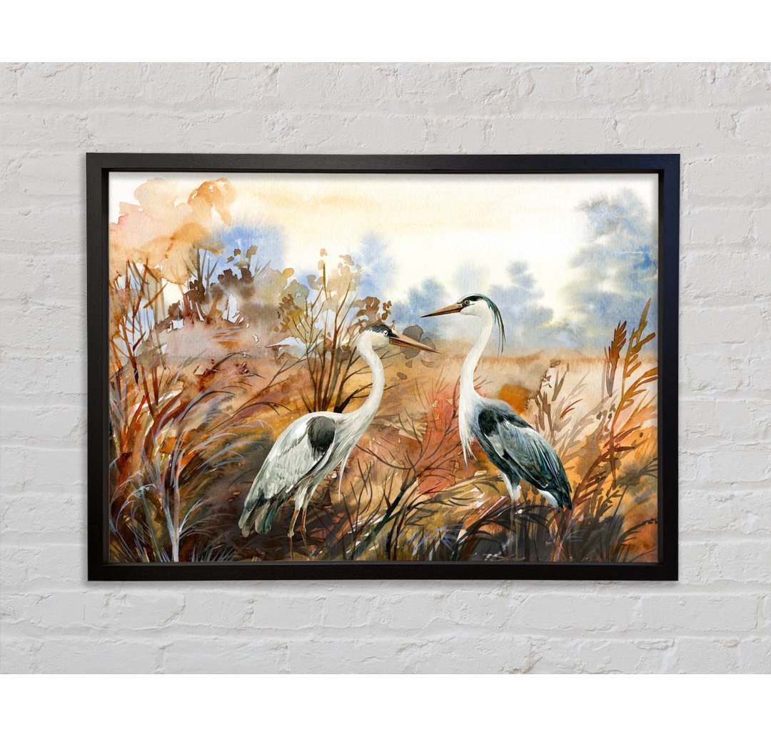 Herons In The Pond - Einzelbildrahmen Kunstdrucke auf Leinwand