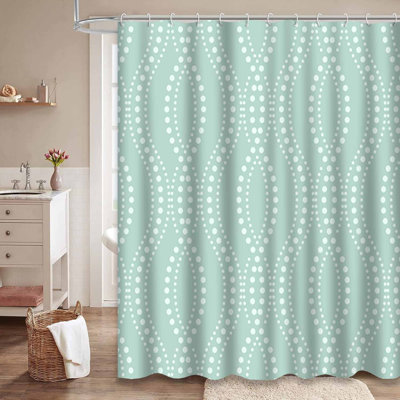 Élégant rideau de douche blanc à 12 crochets Blue Wave