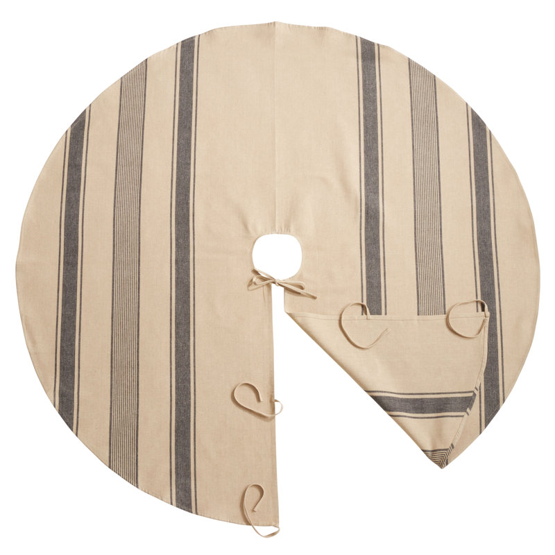 72-Inch Round Navy Blue and Beige Cotton Tree Skirt