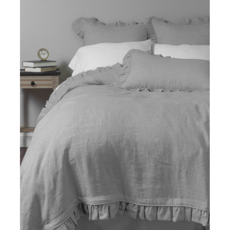 Basillo Linen Duvet Cover, Ivory, Queen
