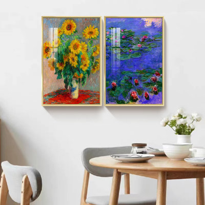 Tournesols et nénuphars par Claude Monet - Ensemble de 2 peintures sur toile