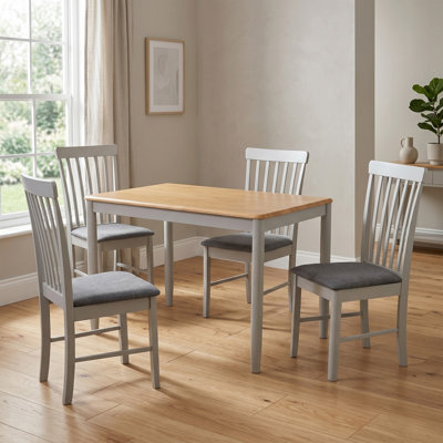 Ankrum 4 - Person Rubberwood Solid Wood Dining Set
