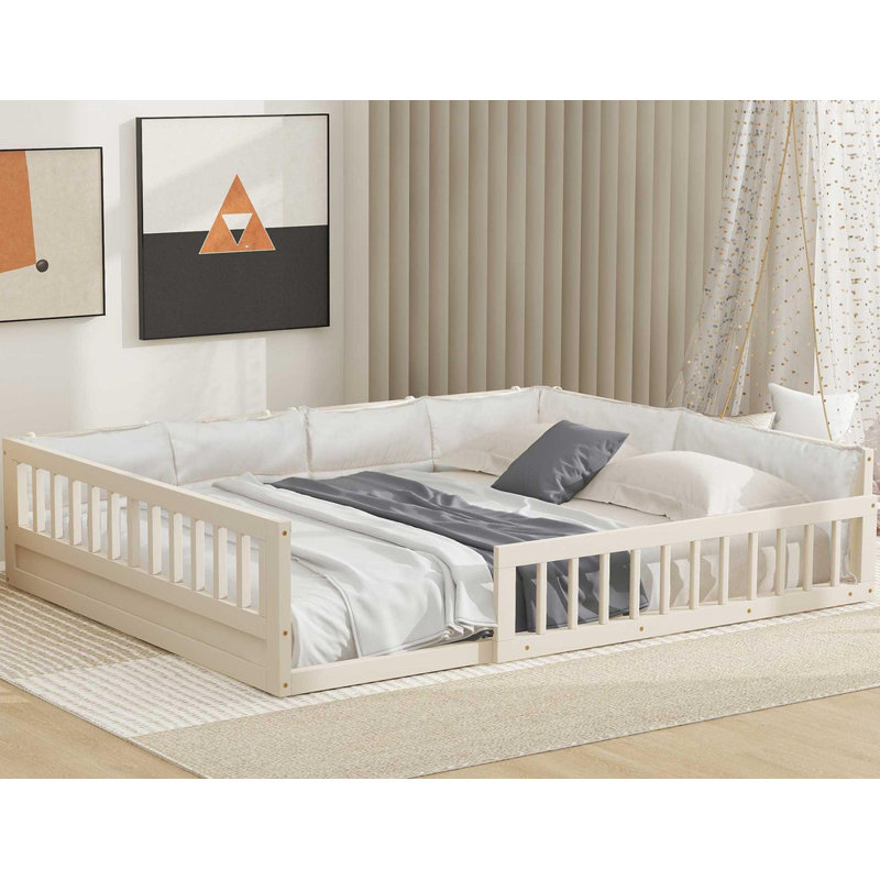 Lit plateforme tapissier double Guardrail