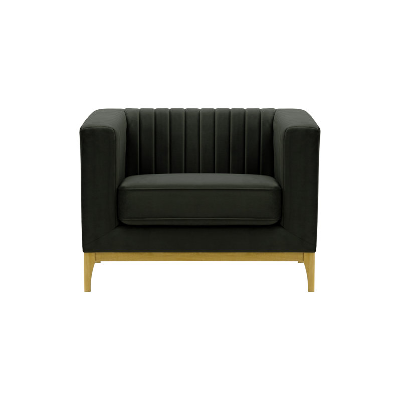Bullis Velvet Armchair, Like Oak, Black
