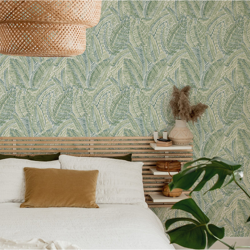 Rouleau de papier peint L 33 pi x l 20,5 po Eline Botanical, Vert