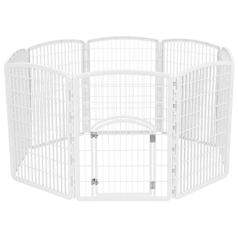 Parc d'exercice pour chien à 4 panneaux à 8 panneaux avec porte IRIS, 34 po, Blanc