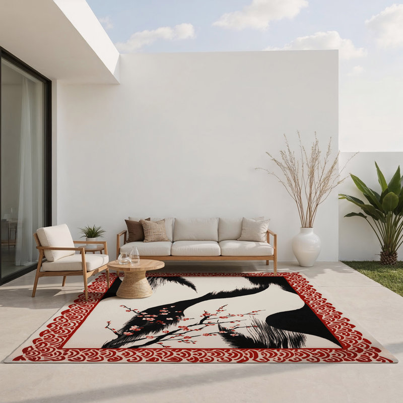 Petal Ribbons Indoor And Outdoor Area Rug, Rectangle 1'6" x 2'6"