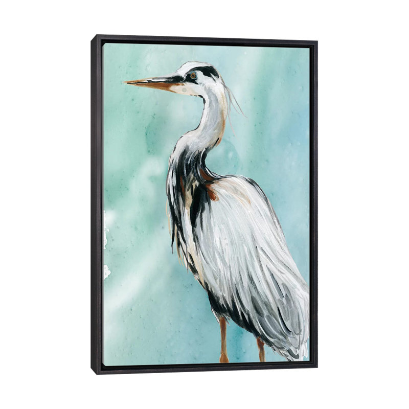 «Delray Crane II» par Carol Robinson - reproduction d'art, Toile avec cadre noir patiné, H 48 po x l 32 po x P 1,5 po
