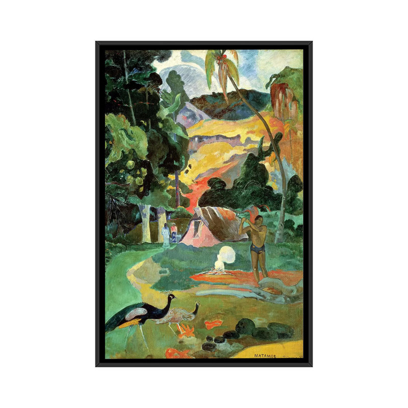 «Matamoe (Landscape with Peacocks), 1892», reproduction sur toile, H 26 po x l 18 po x P 1,5 po, Toile encadrée noire