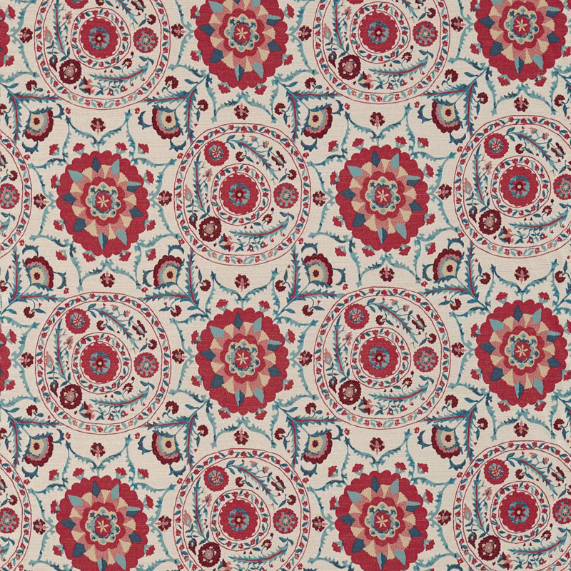 Anthos Fabric, Red/Indigo