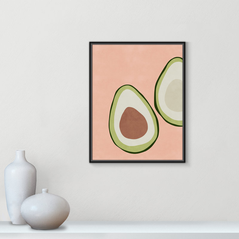 Avocat tranché - reproduction d'art, Toile avec cadre noir, Toile, H 29,5 po x l 23,5 po x P 2 po