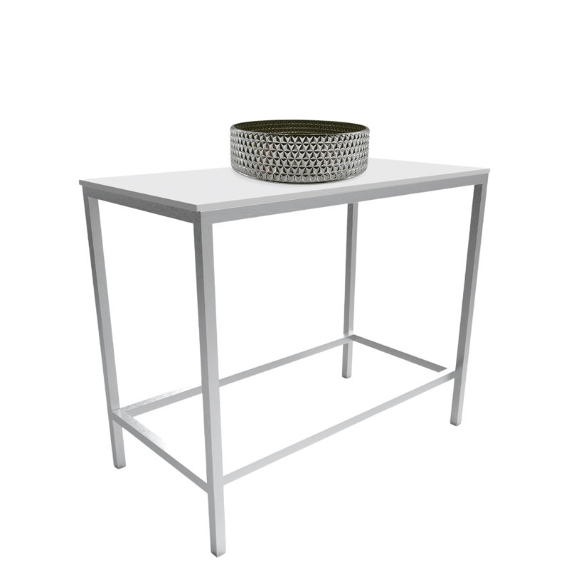 Ensemble d'évier console rectangulaire en métal avec vasque en verre et surface en bois massif - Collection Luminous, Argent
