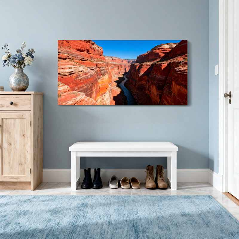 Paysage et nature Red Rock Canyon, paysage avec rivière et ciel bleu, H 20 po x l 40 po
