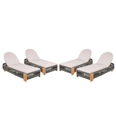 Ensemble de 4 chaises longues d'extérieur en bois d'acacia pour l'extérieur