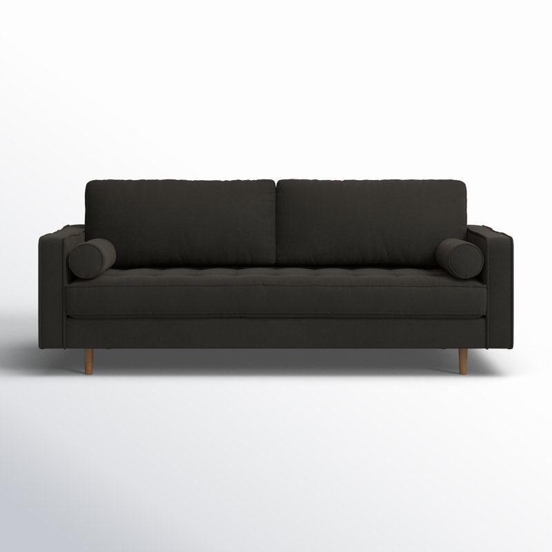 Geo 84" Upholstered Sofa, Bella Smoke Performance Velvet