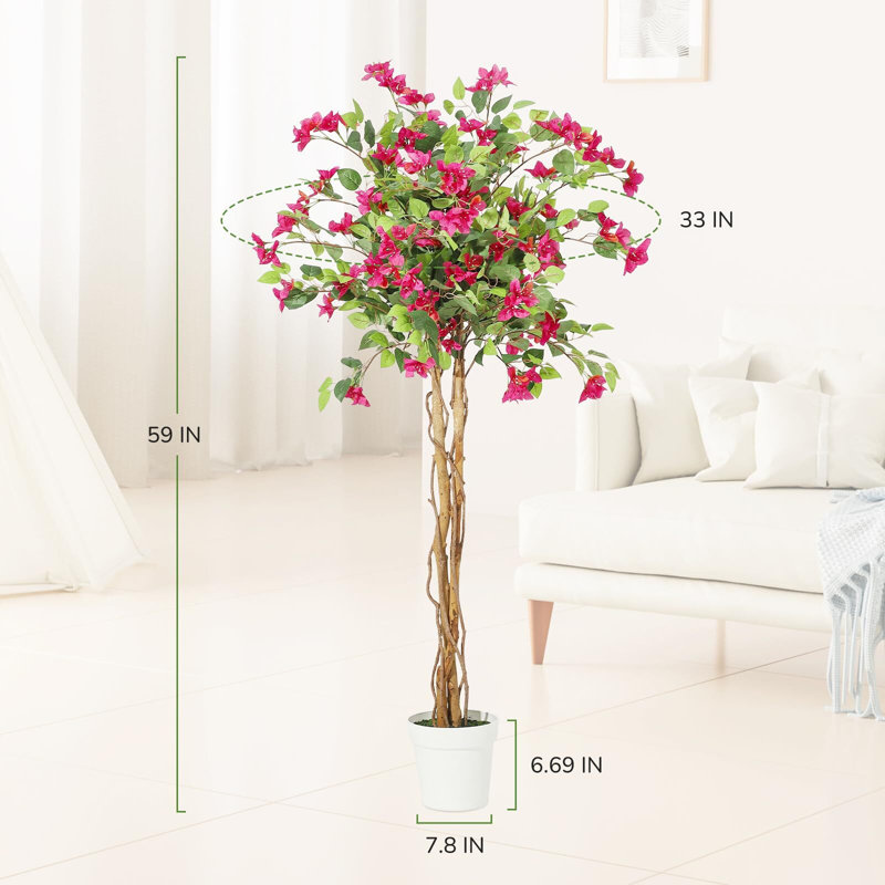 Bougainvilliers artificiels, grands arbres de bougainvilliers en pot, H 60 po x l 33 po x P 33 po