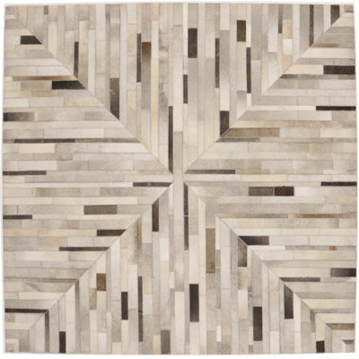 Tapis oriental gris moderne en cuir 4X6